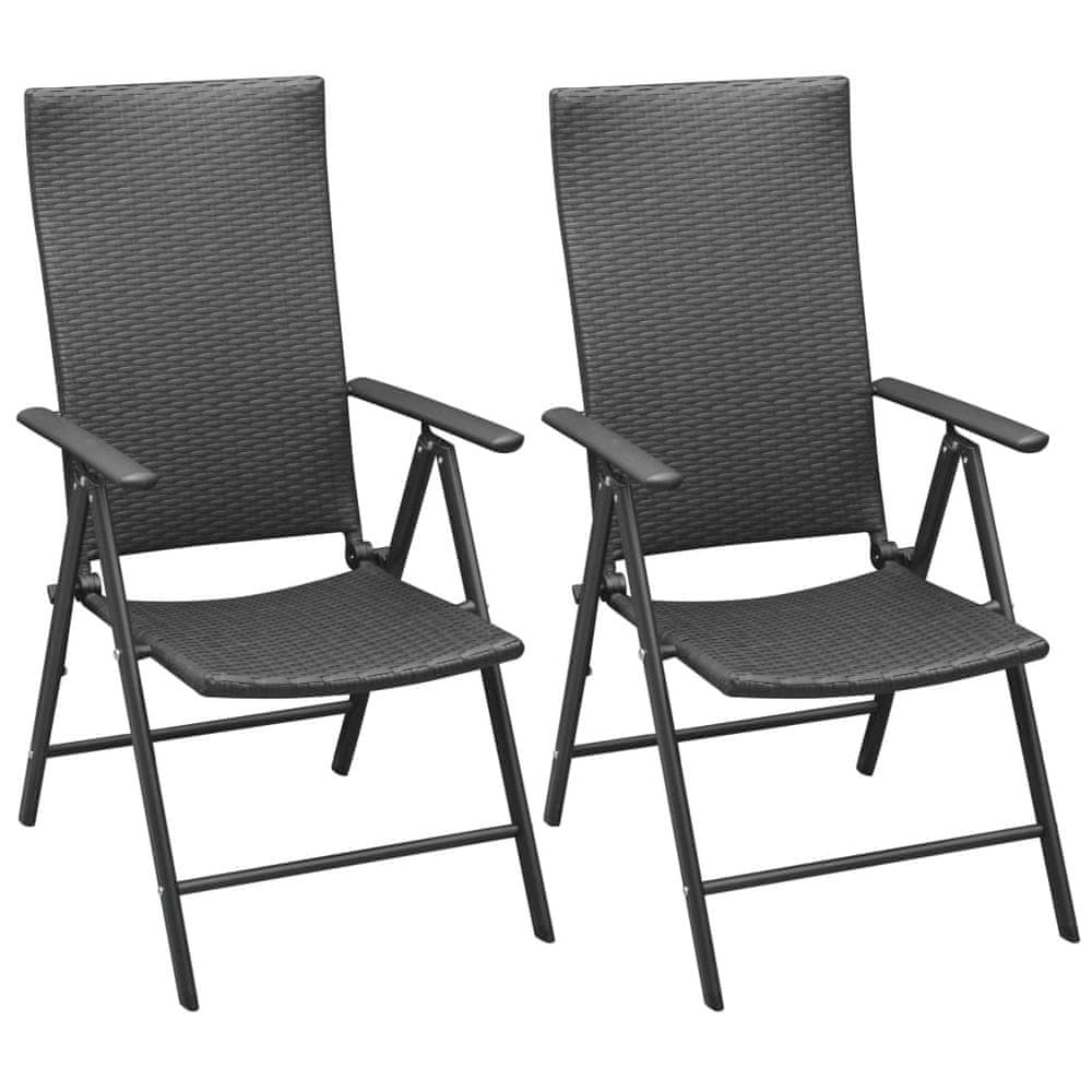Vidaxl Stohovateľné záhradné stoličky 2 ks, polyratan, čierne